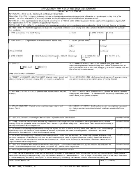 Air Force Form 1288 Fillable Printable Forms Free Online