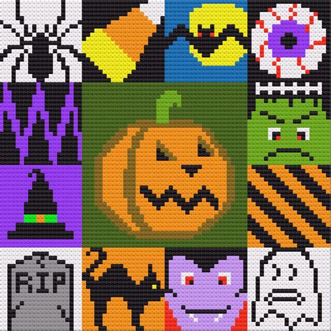 Halloween Squares Afghan C2C Crochet Pattern Written Row By Row Color