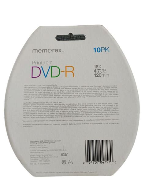 Memorex Printable Dvd R Pack With Dvd Marker X Gb Min