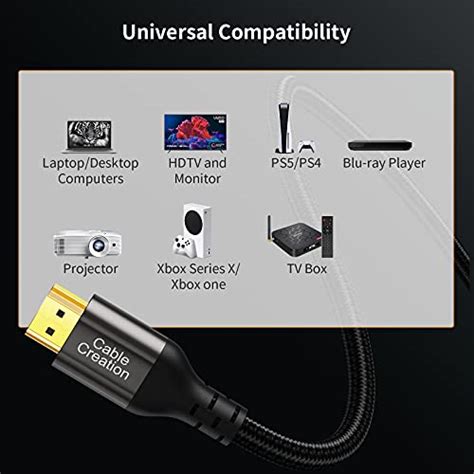 HDMI ARC Cable, CableCreation 8K HDMI Cable 10ft (48Gbps, 8K@60Hz) - 10 ...