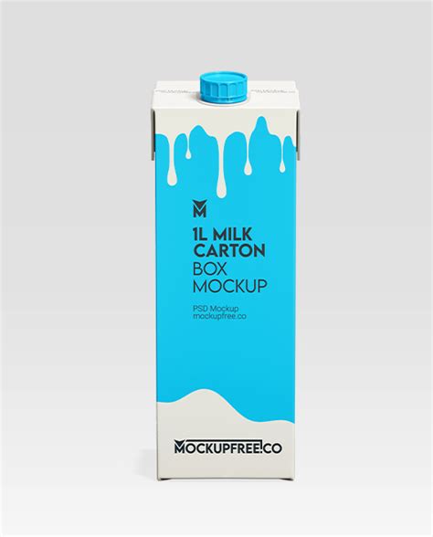 32 Fl Oz 1l Milk Carton Box Mockup Set In Psd For Photoshop