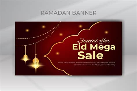 Feliz eid promoção mega venda banner de mídia social ou modelo de