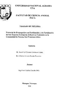 Potencial de propagación con fertilización y sin fertilización de seis