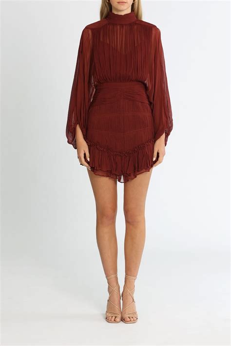 Hire Safira Long Sleeve Mini Dress In Sangria Shona Joy Glamcorner