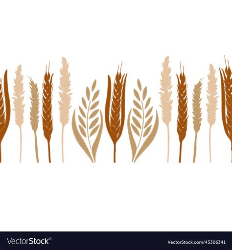 Wheat horizontal in a row border design seamless Vector Image