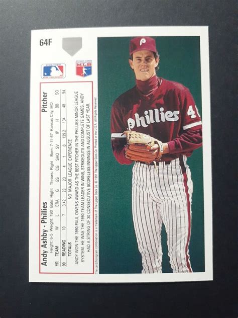 Upper Deck Final Edition Andy Ashby Phillies Baseball Card F Ebay