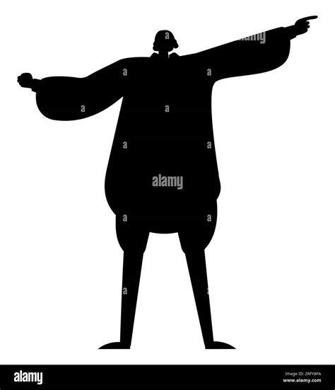 Black Silhouette Of A Cartoon Man Wearing Baggy Clothes And Pointing