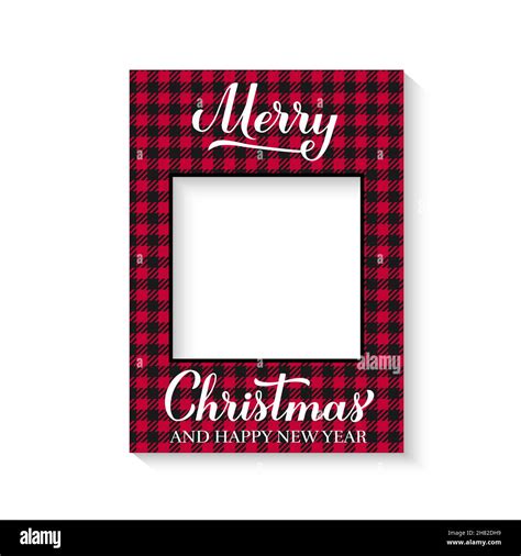 Merry Christmas Photo Booth Frame On White Background Winter Holidays