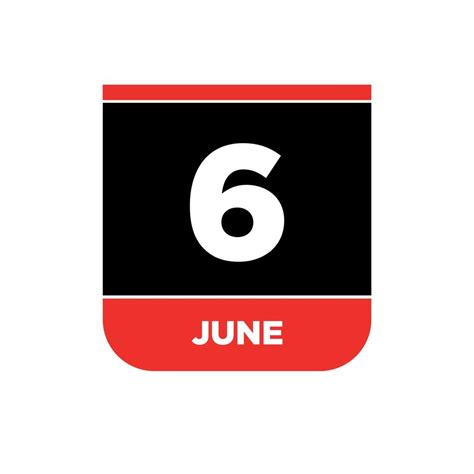 6th June calendar vector icon. 6 June monogram. 23128931 Vector Art at ...