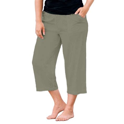 Ellos Ellos Womens Plus Size Linen Blend Drawstring Capris Pants