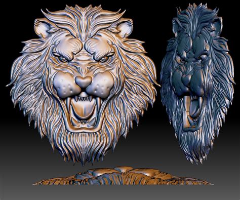 D File Lion Head Stl File D Model Relief For Cnc Router Or D