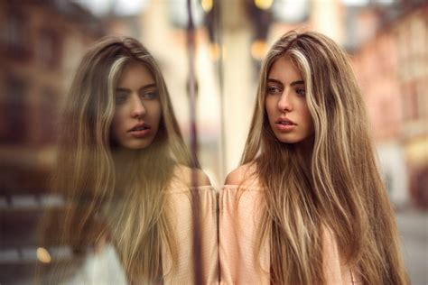 Wallpaper Women Martin K Hn Blonde Long Hair Glass Reflection