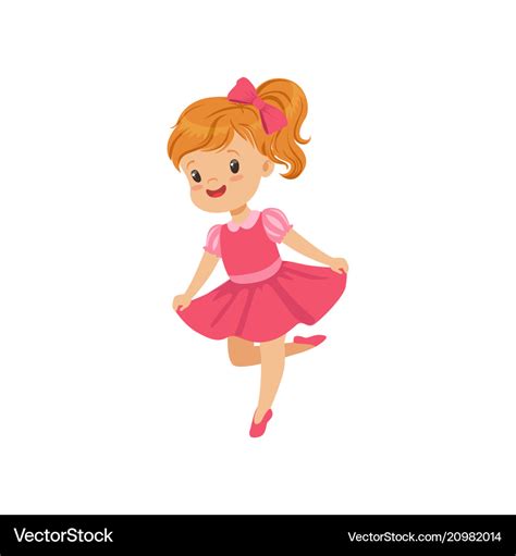 Cute little girl dancing in pink dress Royalty Free Vector