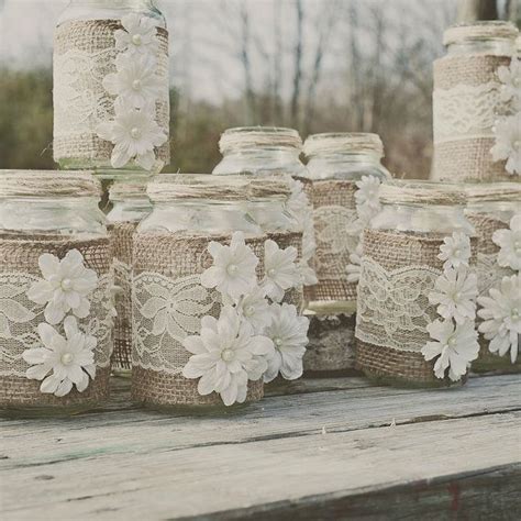 Toile De Jute Diy Et Mason Jar Dentelle Convient Oz Pots De Ma On