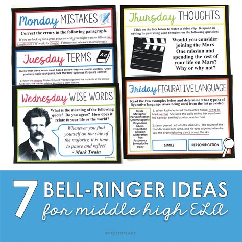 7 Bell Ringer Ideas For Middle & High School English - Presto Plans