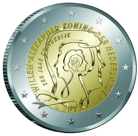 Moneda 2 Euros conmemorativa Holanda 2013 200 Años del Reino de