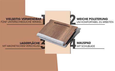 Vigo Wood Laptopkissen Laptray mit Kissen Laptop Tisch für Sofa Lap