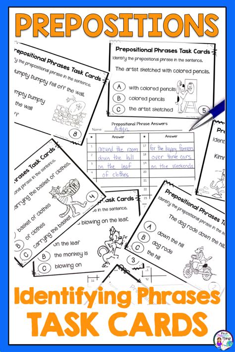 Identifying Phrases Task Cards For Prepositions And Prepositionions