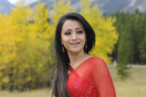 Trisha Krishnan Ultra HQ Red Saree Hot Navel Show Photos Desipixer