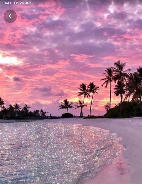 Glitter Pink Sunset Beautiful Nature Crystal Beach Los Angeles