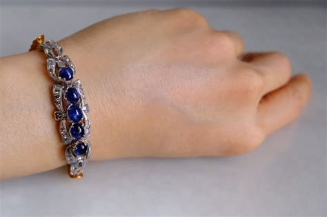 Vintage Blue Sapphire Bracelet 18k Chinese | Gem Gardener