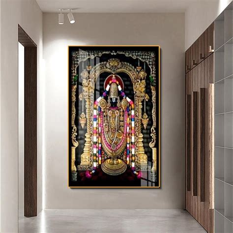 Lord Tirupati Balaji Venkateshwara D Crystal Porcelain Wall Art Large