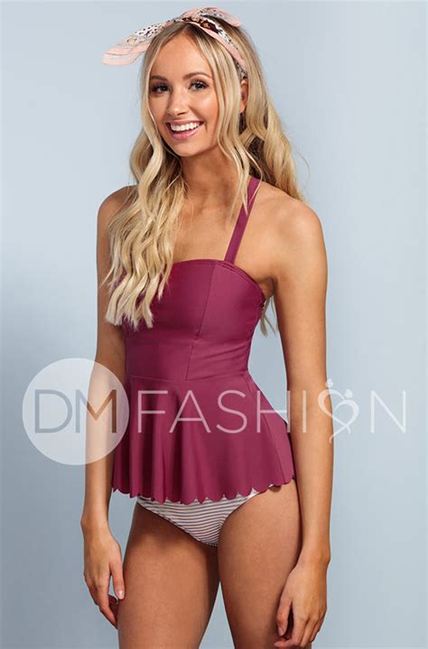 Scalloped Peplum Tankini Top Red Plum Final Sale Final Few Dm