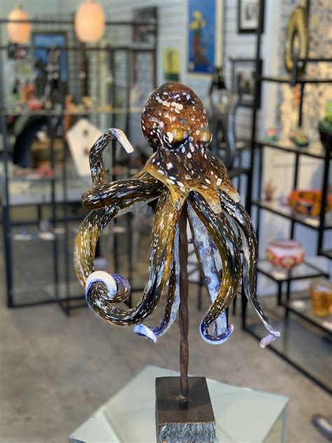 Octopus Sculptures Stone and Glass