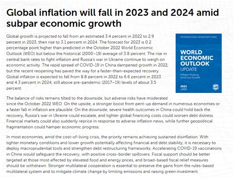 Imf上调2023年全球经济增长预测至29 中国经济增长率预计升至52通胀率世界高企