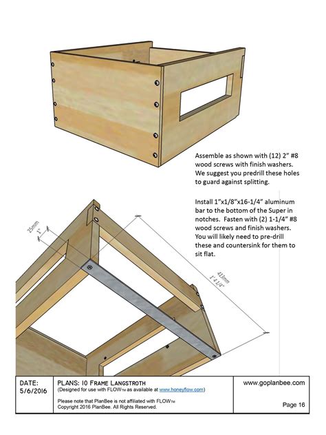 DIY FLOW Beehive Box Plans Langstroth 10 Frame Beekeeping DIY Hive