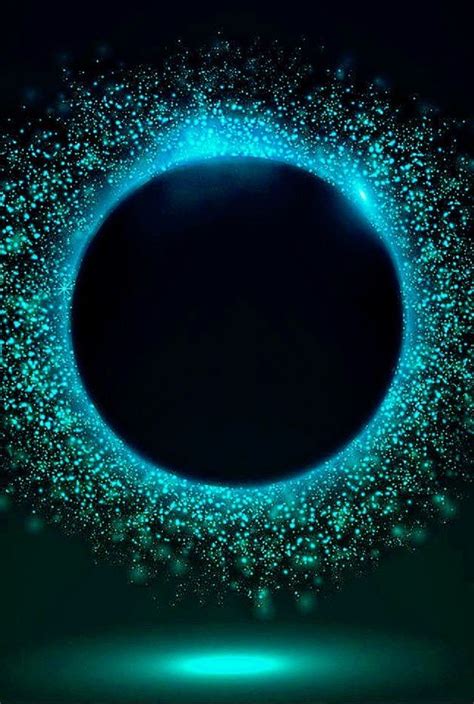 An Abstract Blue Circle With Sparkles In The Center On A Dark