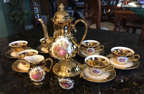 Stw Bavariagermany Fragonard Romantic Couple 24 Kt Demitasse Tea Set