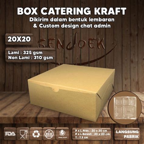 Jual Box Kotak Nasi Ukuran 20 X 20 Dus Katering Kraft Laminasi 325