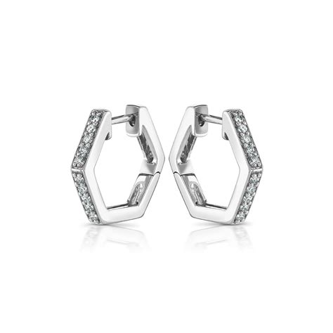 Honeycomb White Gold Diamond Hoop Earrings David M Robinson