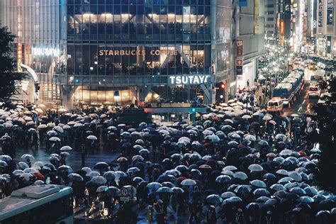 a rainy shibuya crossing at night 4k HD Wallpaper