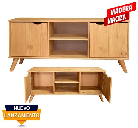 MODULARES Y RACKS Rack Aparador En Madera Maciza 2 Puertas