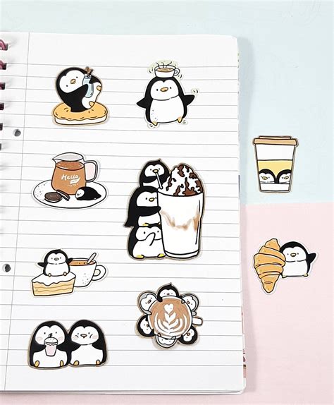 Cute Penguin Sticker Set Kawaii Stickers | Etsy