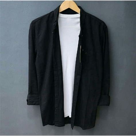 Jual Kemeja Hitam Polos Kemeja Cassual Shopee Indonesia