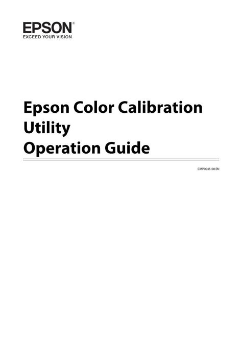 Epson Color Calibration Utility Operation Guide - DocsLib