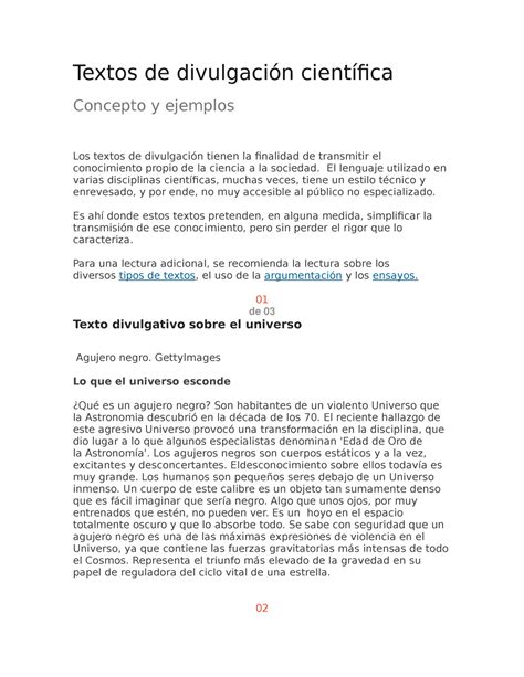 Textos de divulgación científica 2 Textos de divulgación científica