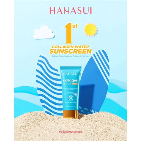 Jual Hanasui Collagen Water Sunscreen SFP50 KEMASAN BIRU 30ml