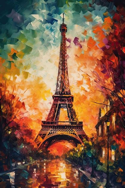 Impresionista Cartel Pintado De La Torre Eiffel Ilustraci N De Colores