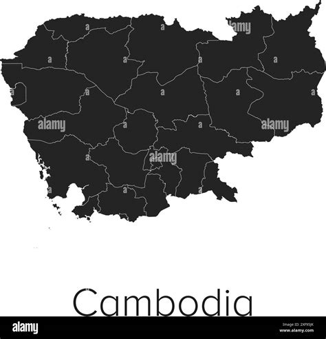 Cambodia Map Vector Illustration Silhouette Outline Cambodia Travel