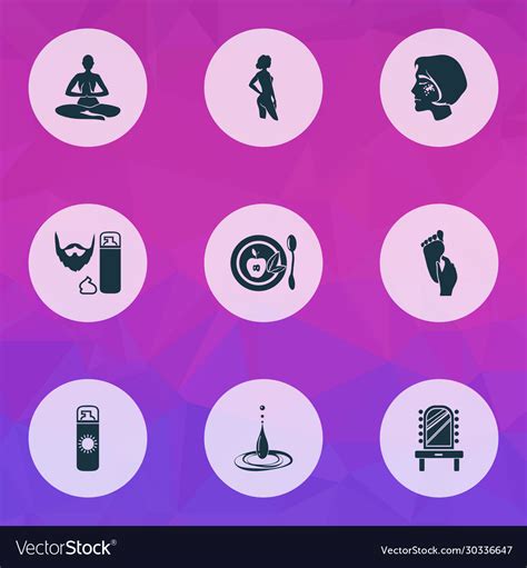 Glamour Icons Set With Foot Massage Water Drop Vector Image