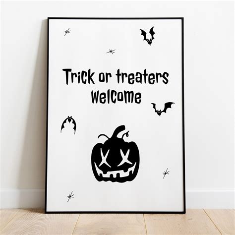 Trick Or Treaters Welcome Halloween Printable Poster Printable Wall