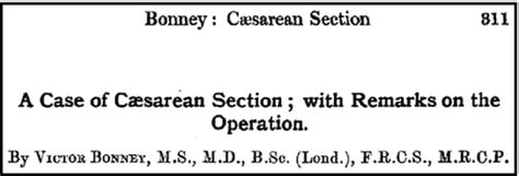 Caesarean Myomectomy Victor Bonney Reports The First Case In 1913