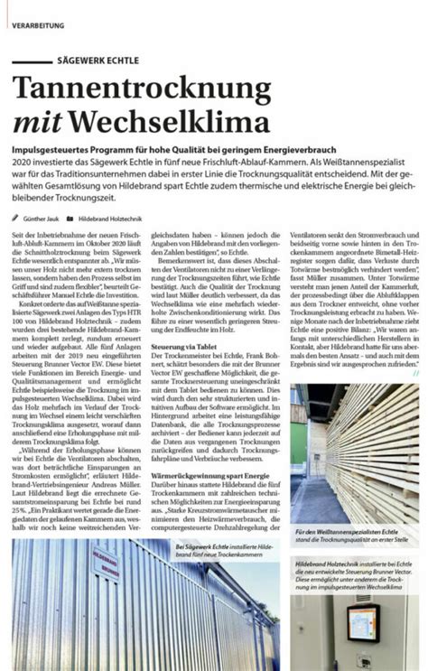 Holzkurier Sägewerk Echtle Hildebrand Brunner