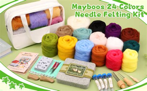 Amazon Mayboos Needle Felting Kit 24 Colors Wool Roving Set