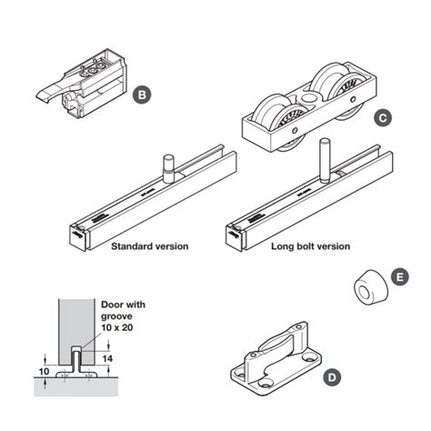 Fitting Set For Sliding Interior Doors Hawa Junior B Modified