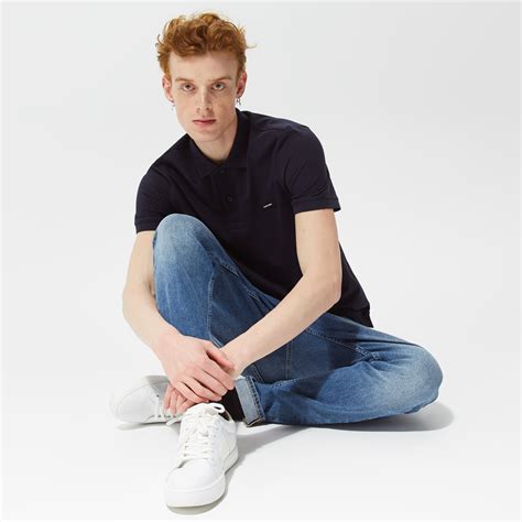 Calvin Klein Stretch Pique Slim Button Erkek Mavi Kısa Kollu Polo Erkek